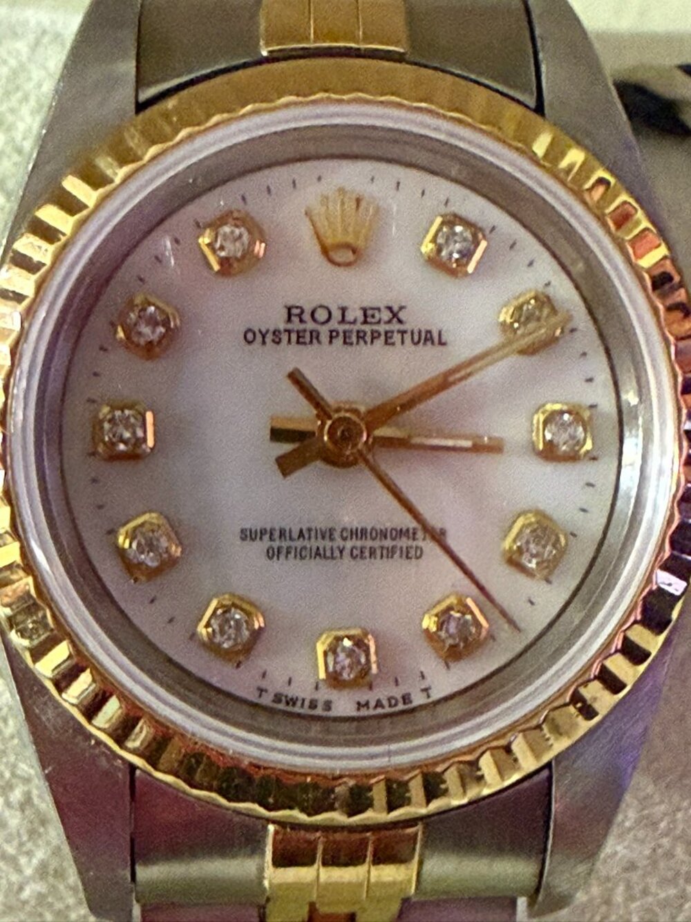 AUTHENTIC 24mm Rolex Oyster Perpetual  MotherPearl Dial Diamonds Jubilee watch - Picture 3 of 16